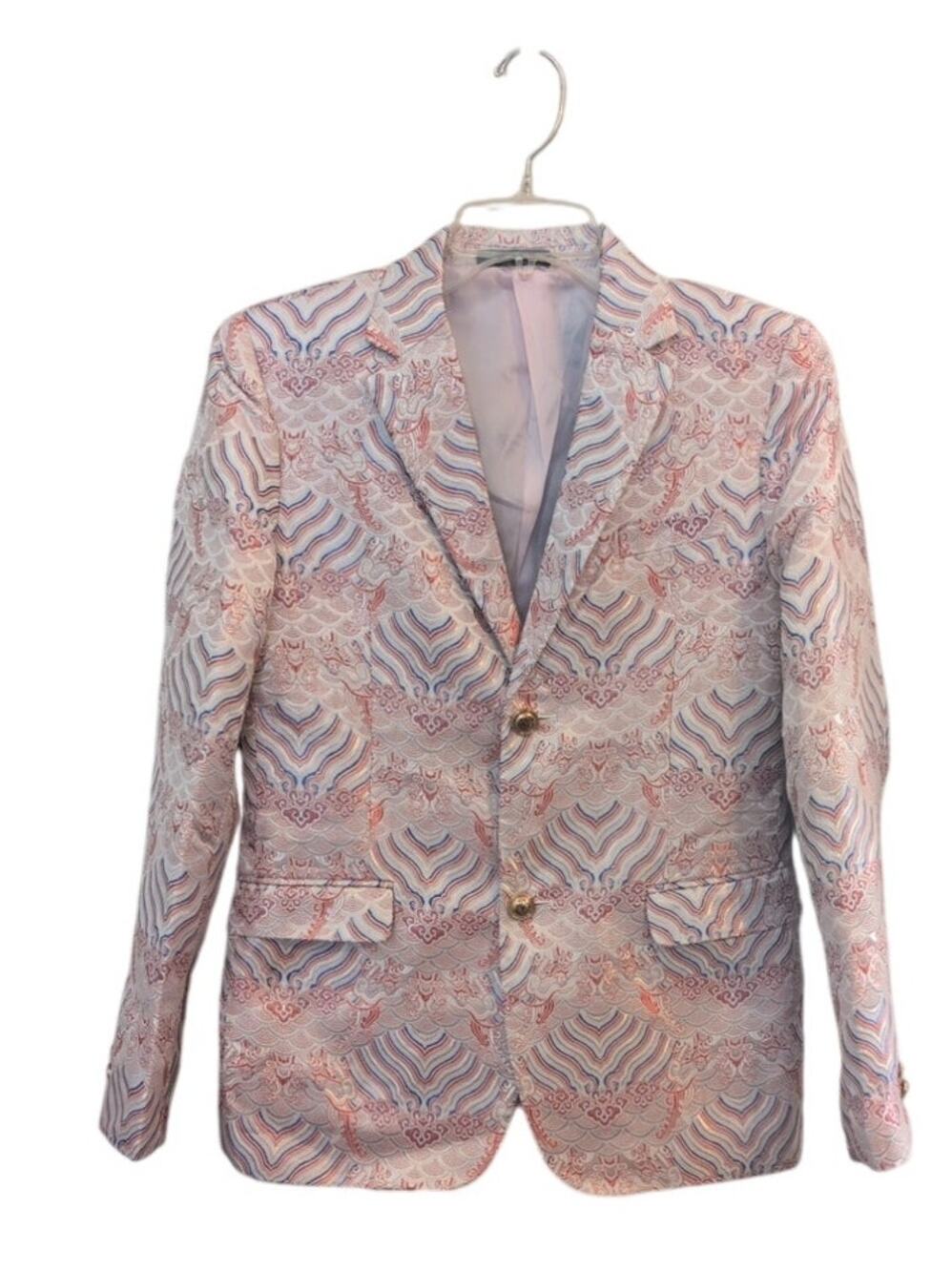 Pink, Blue & Red Satin Blazer | Size XS